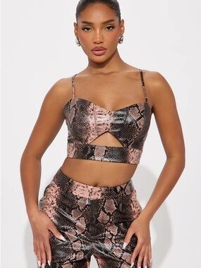 💲 NWT Snake Print leather Cutout Crop Top bralette